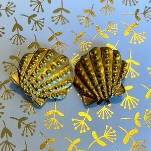 DVF gold shell clip earrings